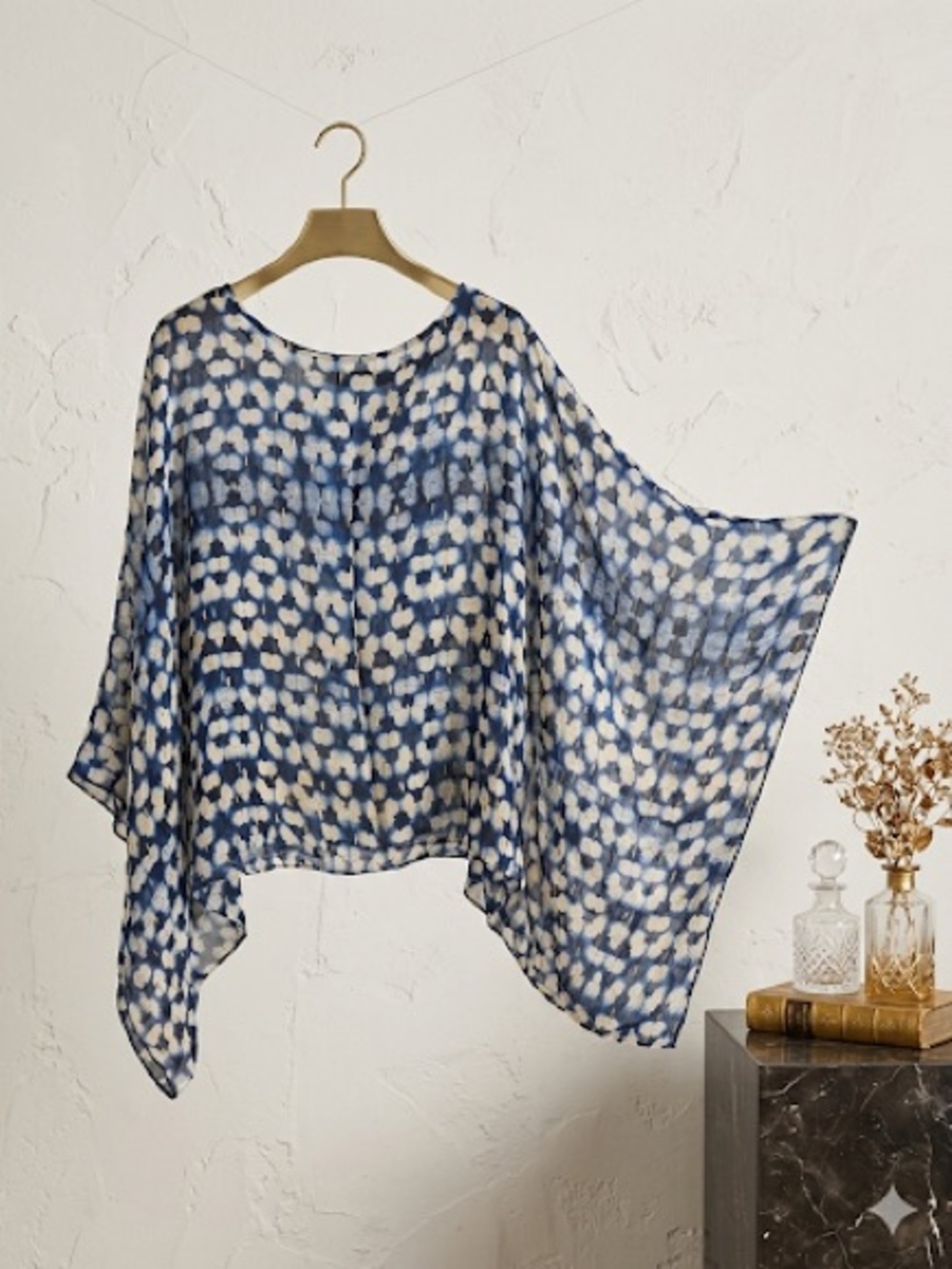 Blue & White Printed Flow Tunic Top